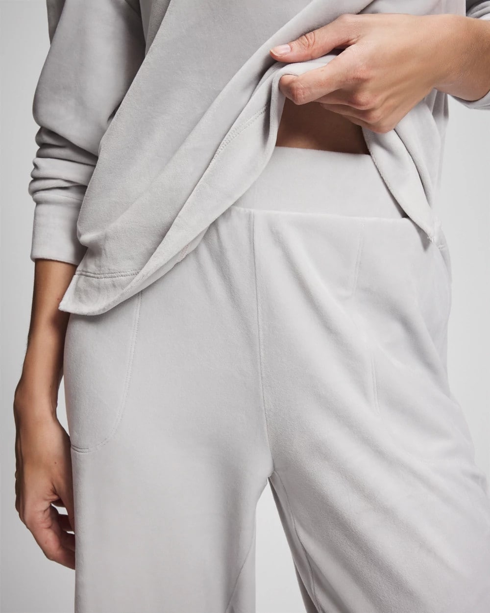 VAPOR GRAY Velour Straight Leg Pants