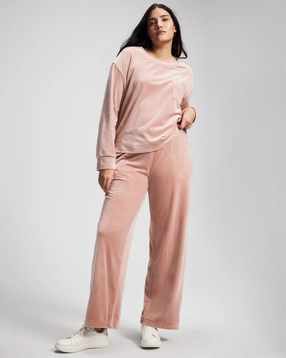 ADOBE ROSE Velour Straight Leg Pants
