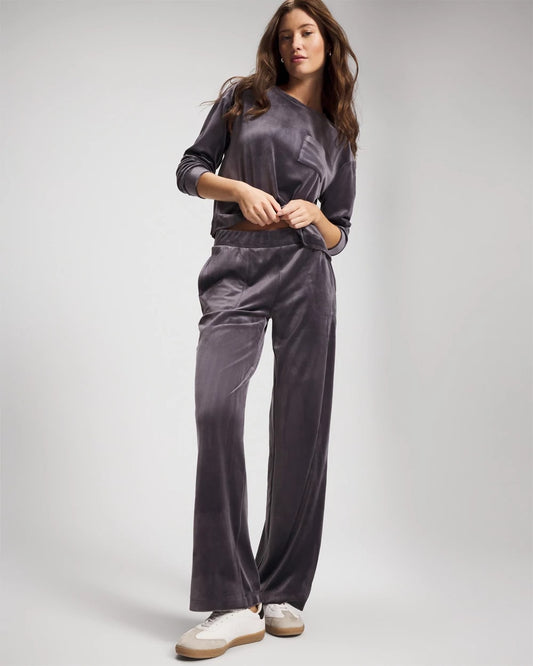 GRAY INK Velour Straight Leg Pants