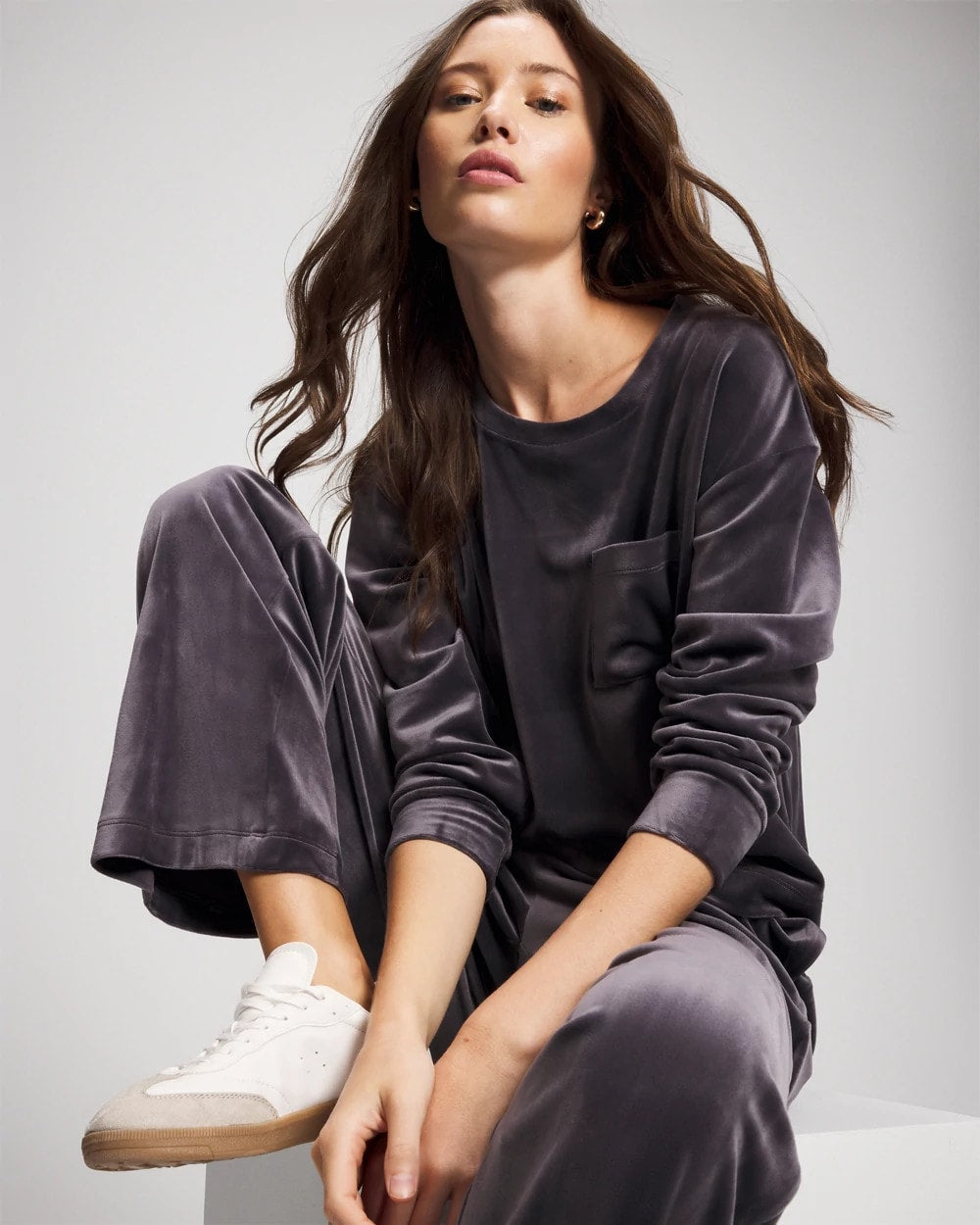 GRAY INK Velour Straight Leg Pants