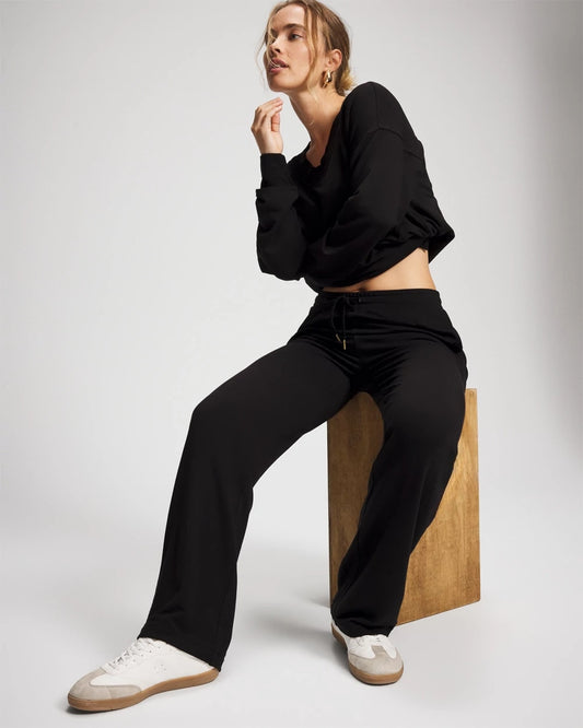 BLACK Ultrasoft Fleece Straight Leg Pant