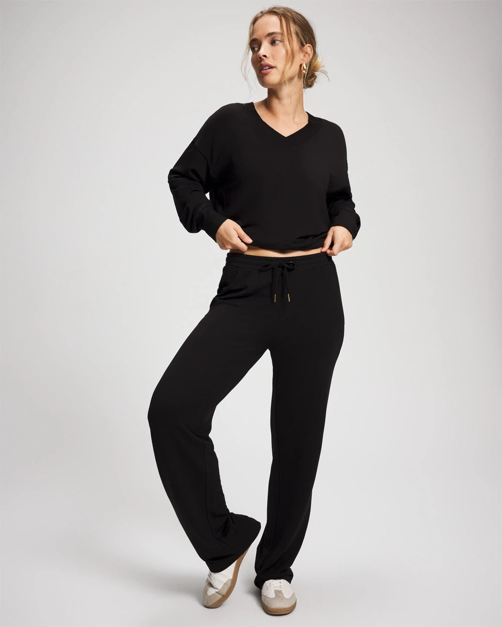 BLACK Ultrasoft Fleece Straight Leg Pant