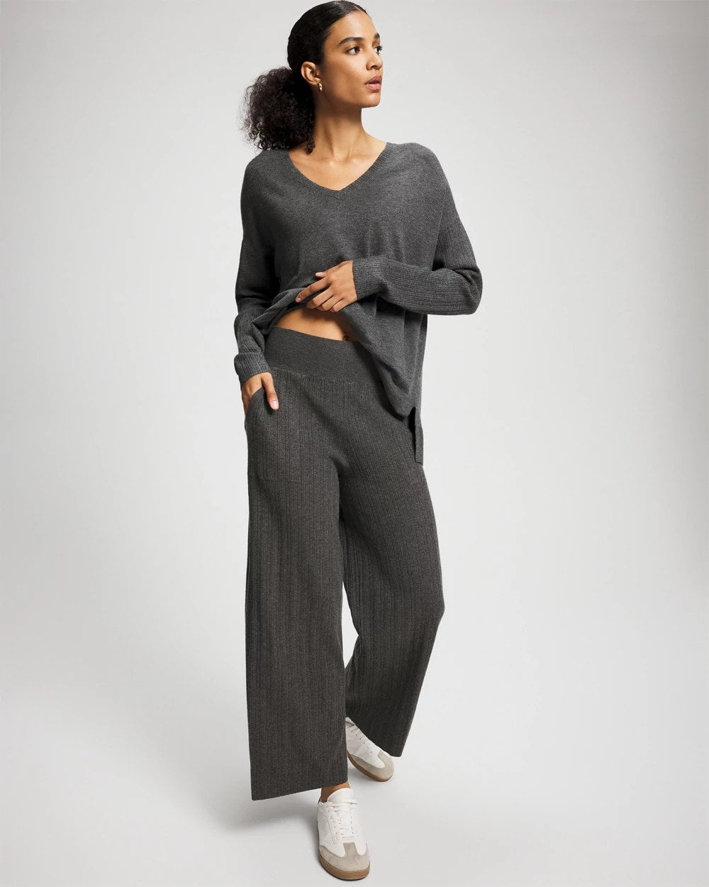 HEATHER QUARTZ Premier Knit Rib Straight Leg Pant