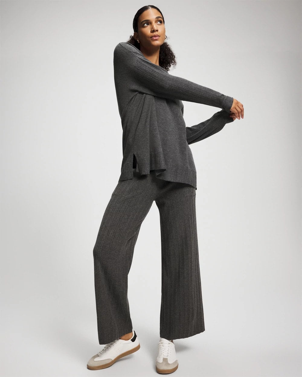 HEATHER QUARTZ Premier Knit Rib Straight Leg Pant