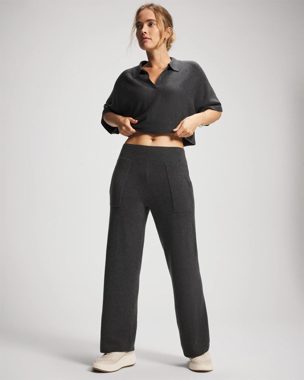 HEATHER QUARTZ Premier Knit Sweater Wide Leg Pant