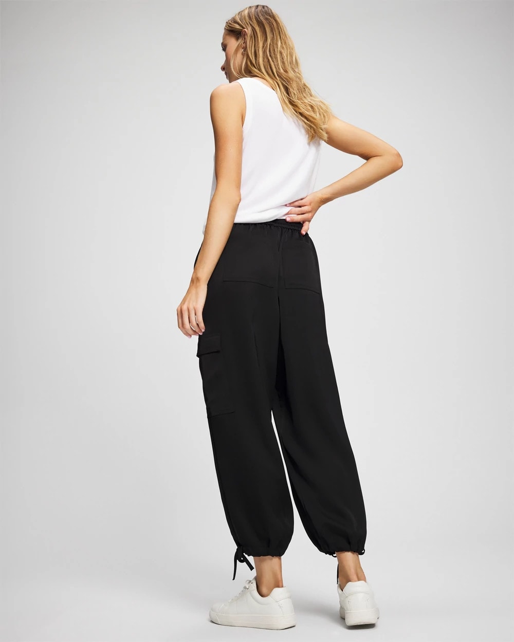 BLACK Satin Relaxed Cargo Pant