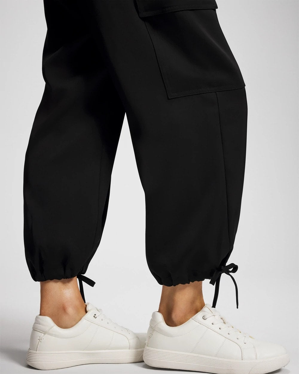 BLACK Satin Relaxed Cargo Pant