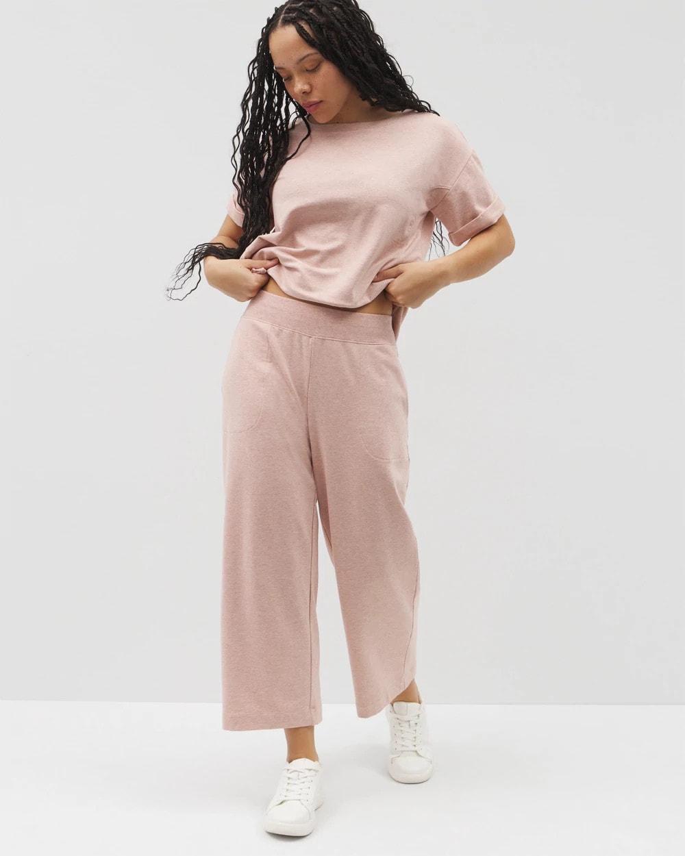 HEATHER CLAY Wide Leg Crop Pant