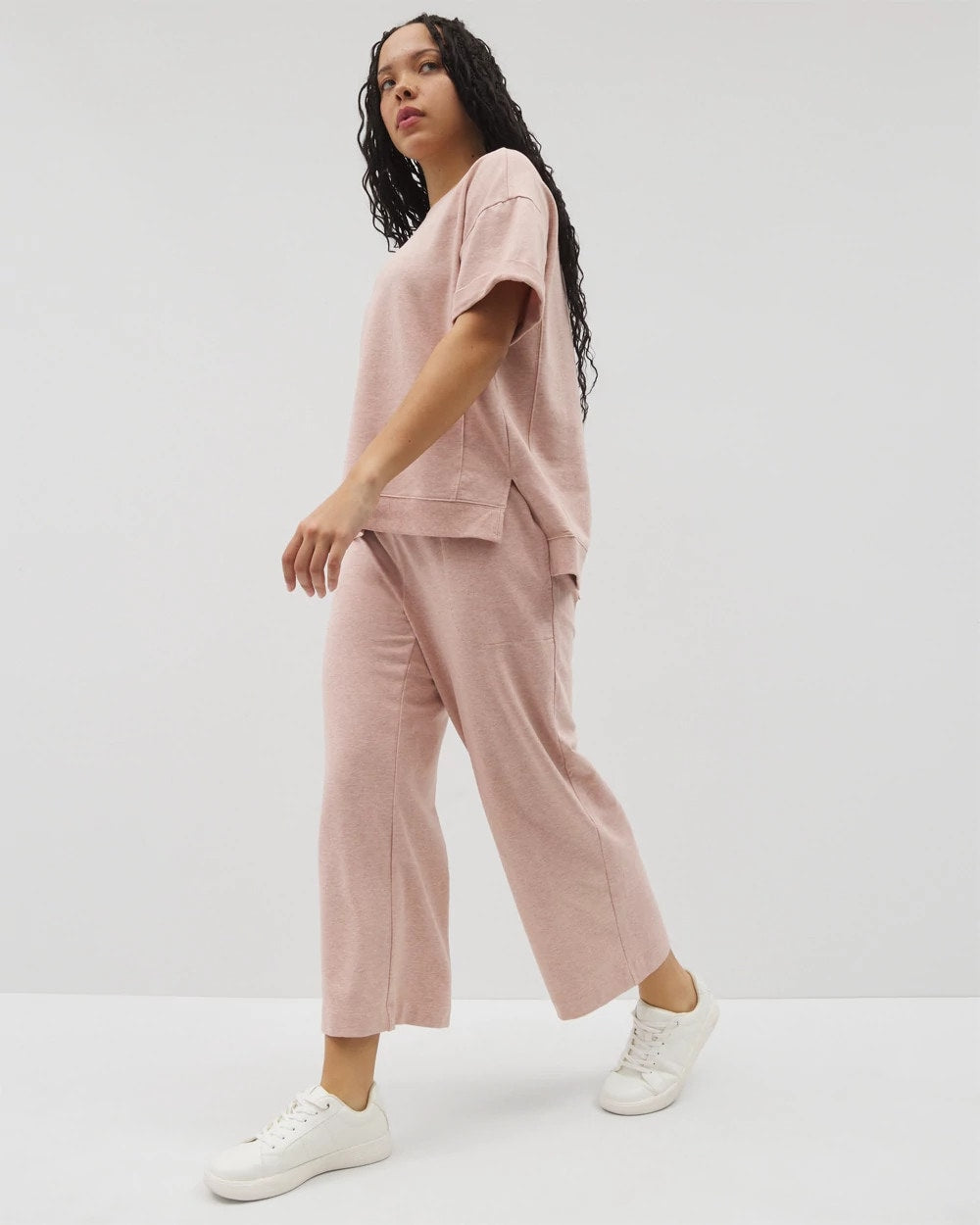 HEATHER CLAY Wide Leg Crop Pant