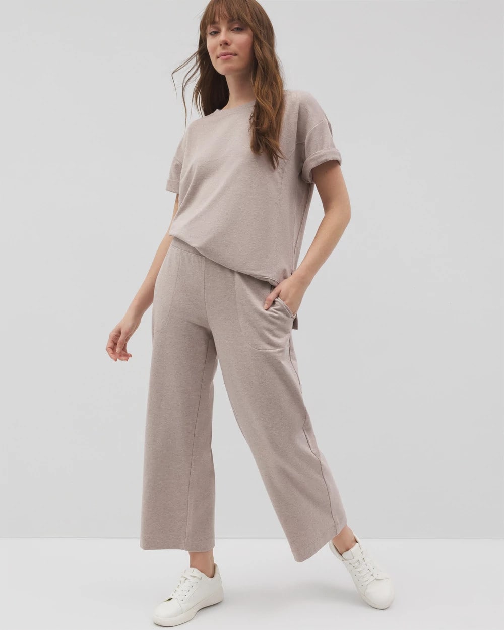 HEATHER MINK Wide Leg Crop Pant