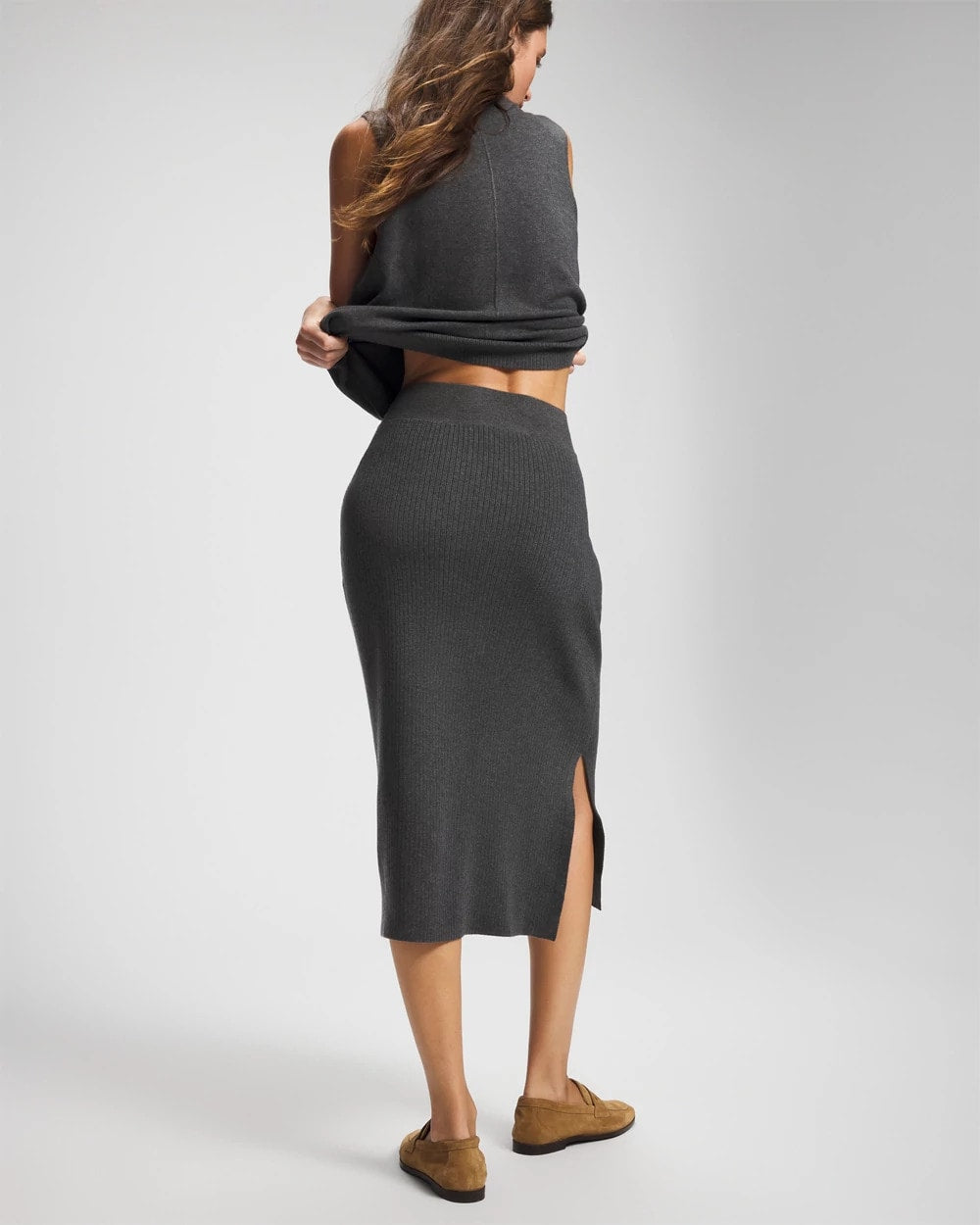 HEATHER QUARTZ Premier Knit Sweater Midi Skirt