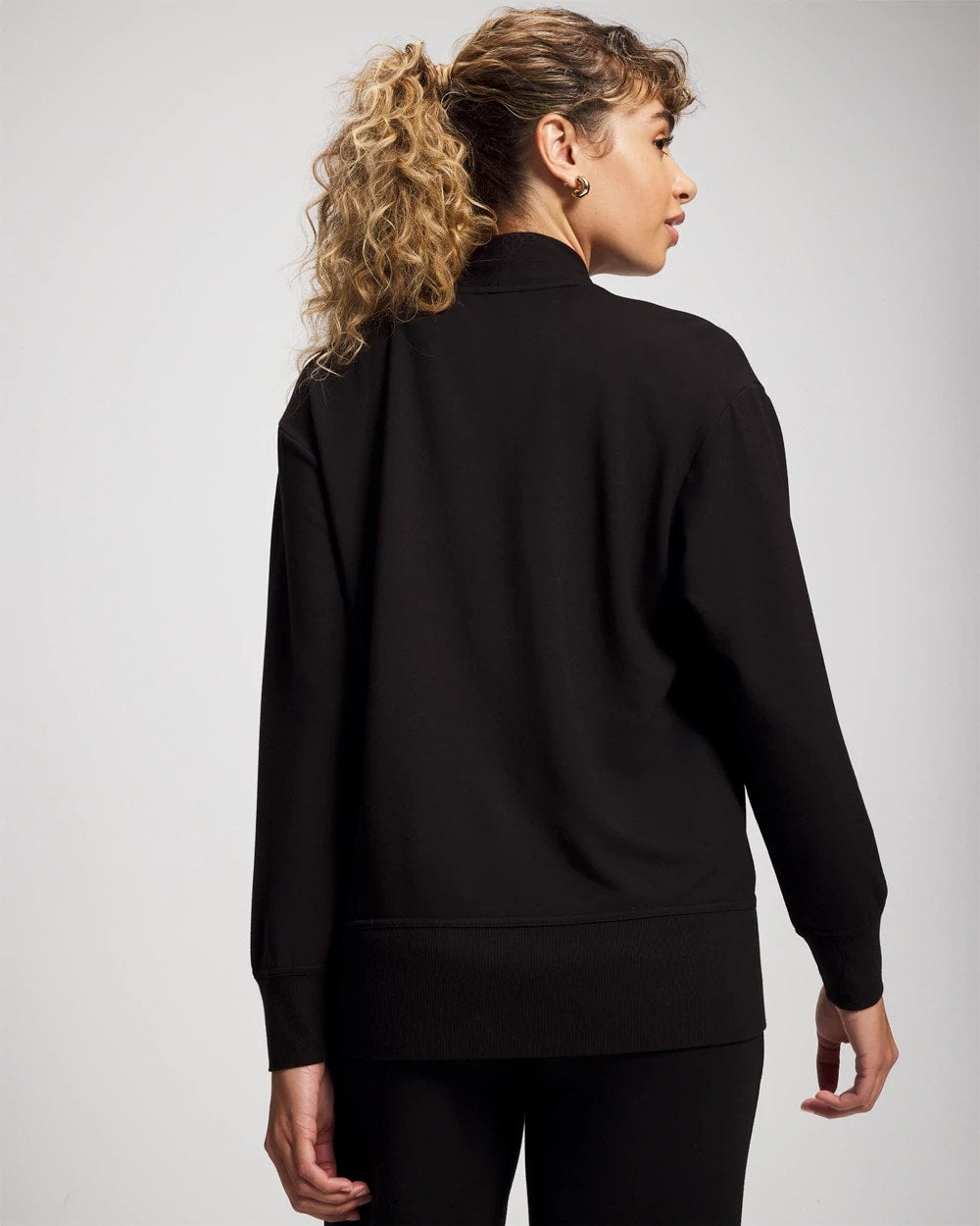 BLACK Ultrasoft Fleece Relaxed Button Up Cardigan