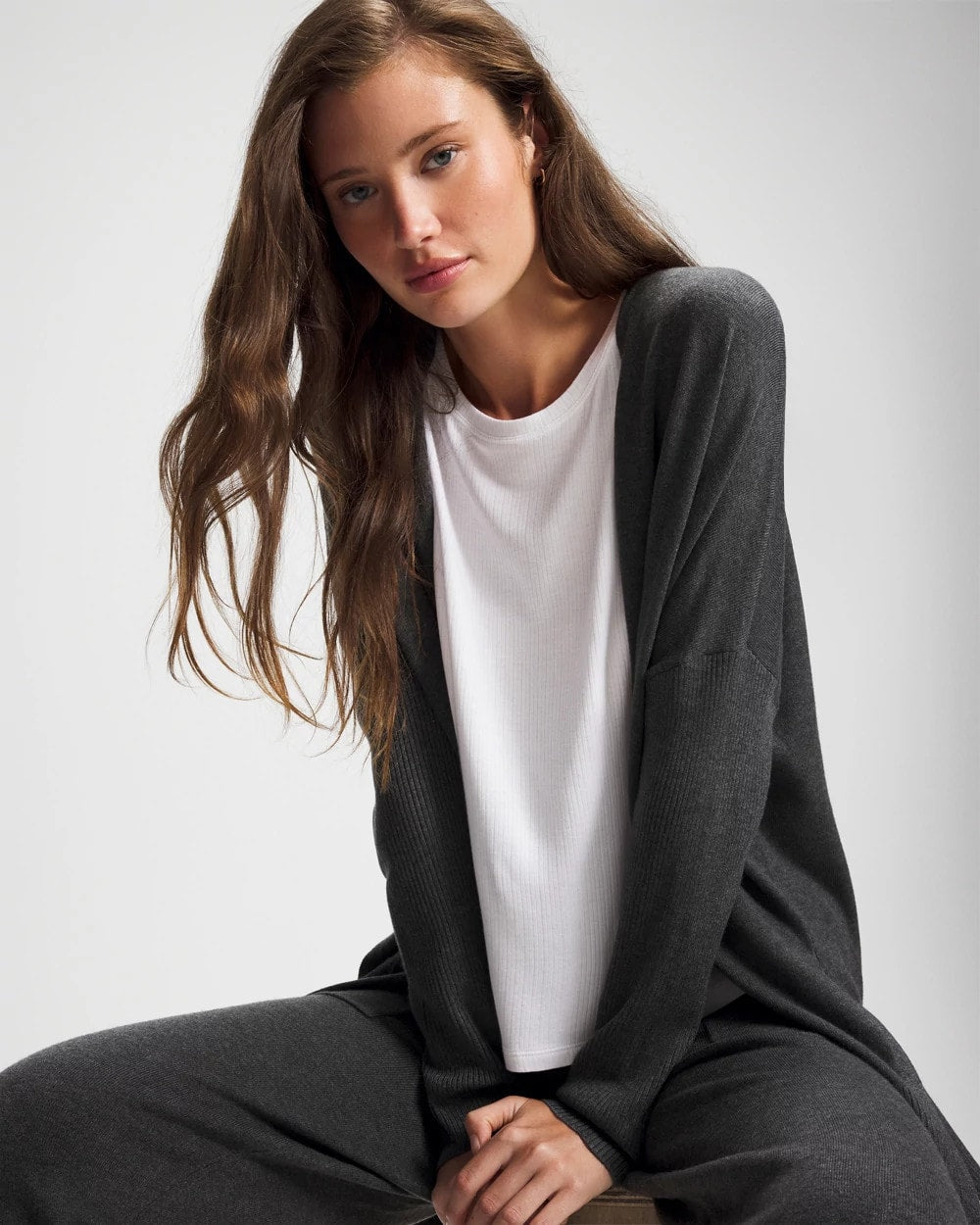 HEATHER QUARTZ Premier Knit Sweater Wrap