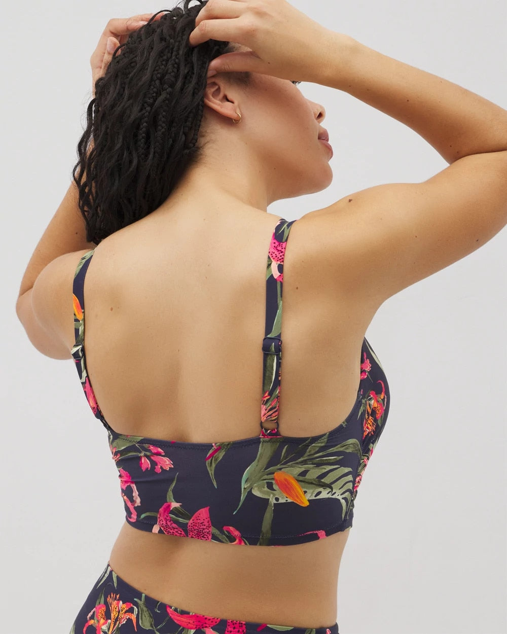 LE TIGRE TROPICAL NAVY Soma Swim V-Wire Cropped Bikini Top