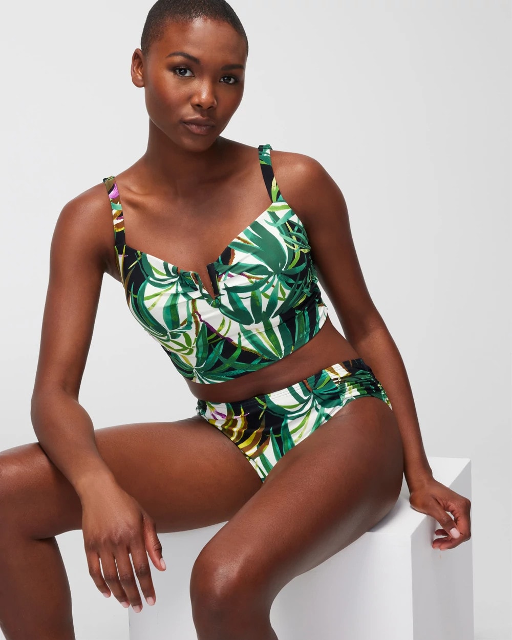 BUNGALOW PALMS MINI IVORY V-Wire Cropped Bikini Top