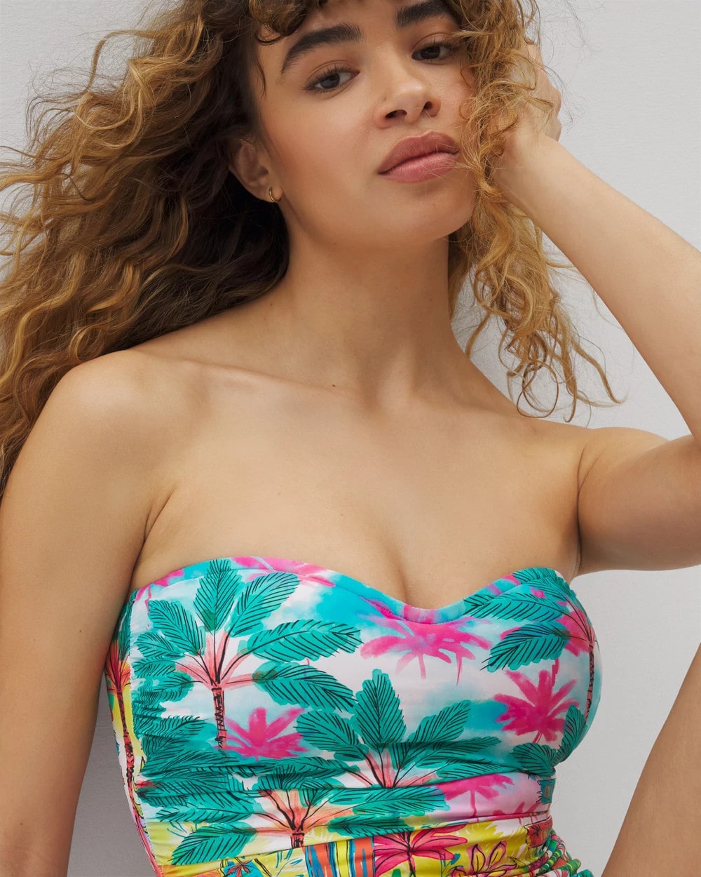 MULTI St. Tropez Shirred Bandeau One-Piece Suit