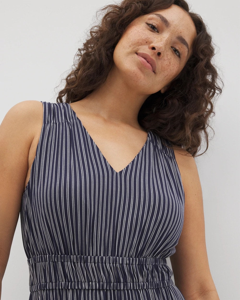 DESTIN STRIPE NAVY Riviera Surplice Maxi Bra Dress