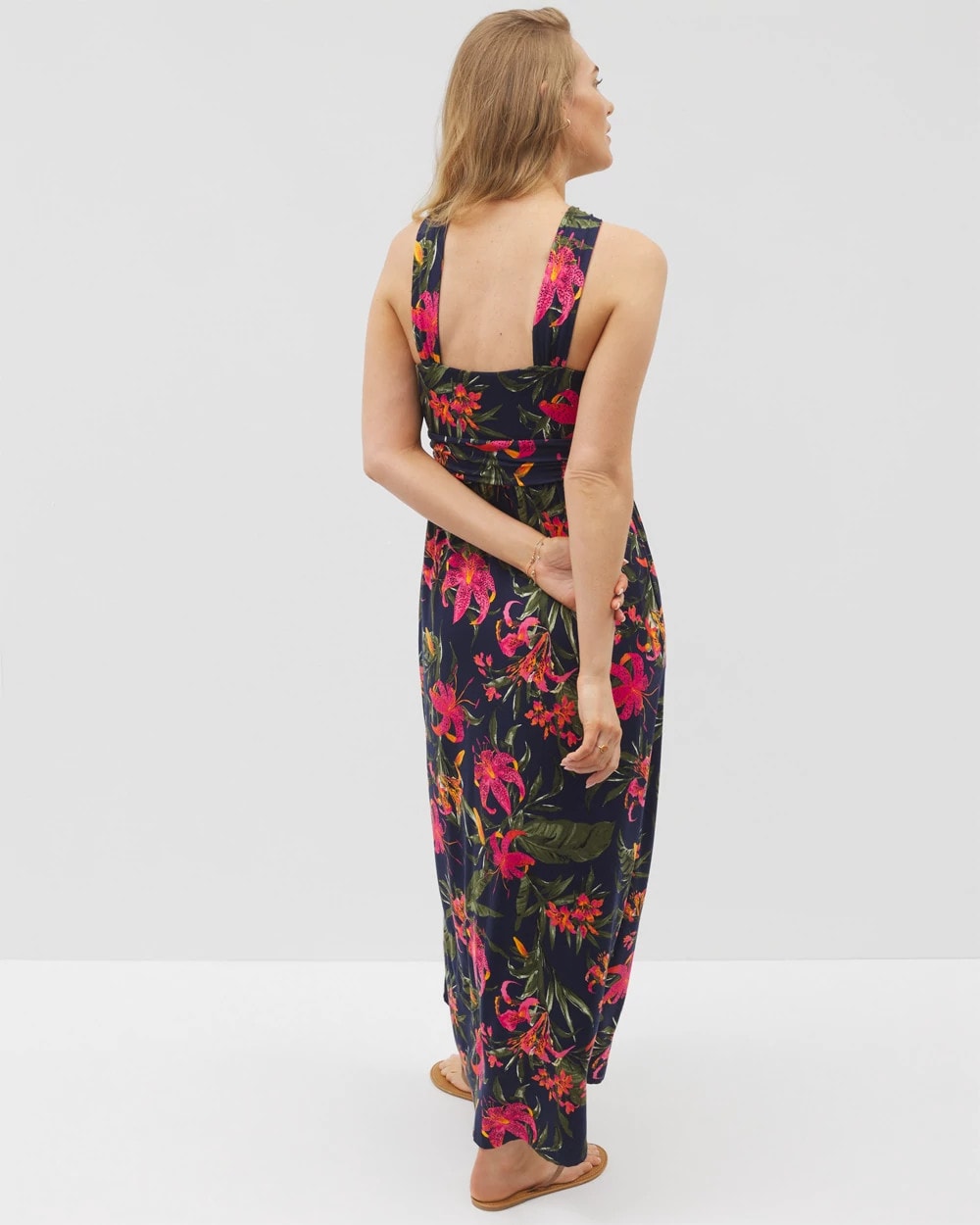 LE TIGRE TROPIC NAVY Bayside Halter Maxi Bra Dress