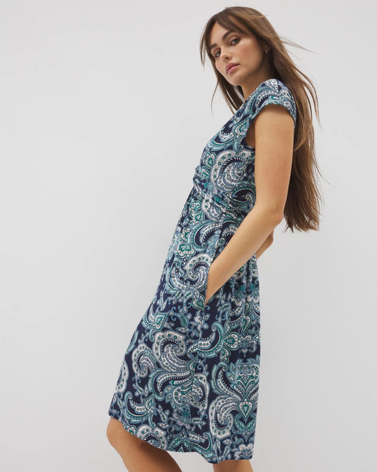 SHOW OFF PAISLEY NAVY Twist Short Bra Dress