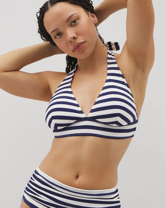 WIND DOWN STRIPE COCONUT Soma Swim Shirred Halterkini Top