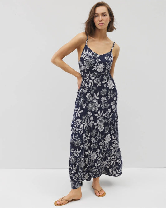 MEANDERING GARDEN A NAVY Rio Maxi Bra Dress