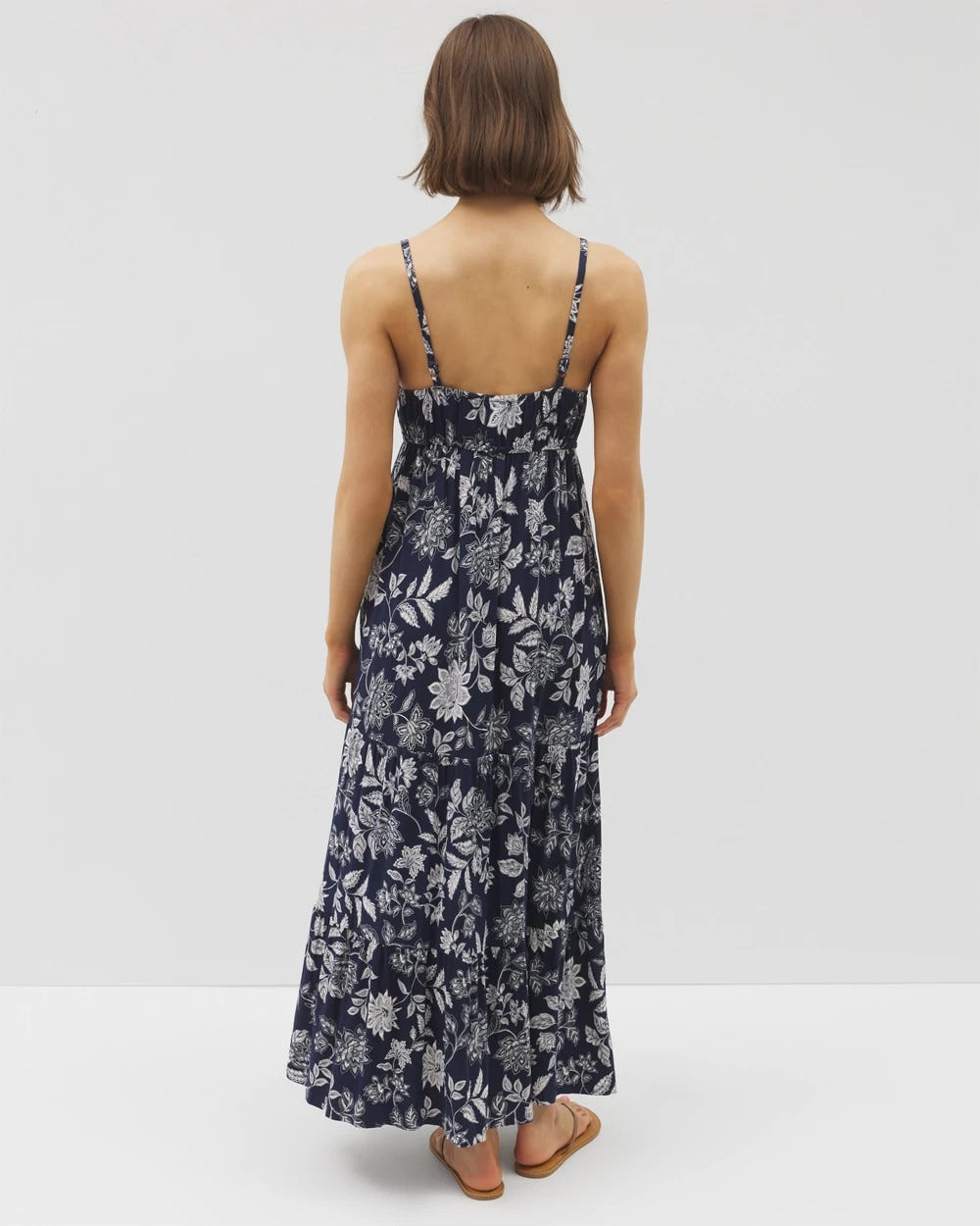 MEANDERING GARDEN A NAVY Rio Maxi Bra Dress