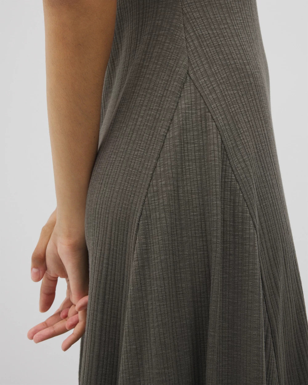 DARK GRAY OLIVE Rib Square Neck Lounge Dress