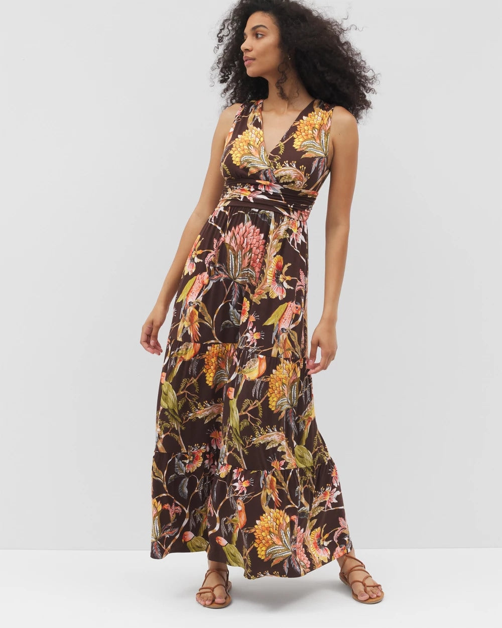 PARROT-DISO PLUME G FR Goddess Tiered Maxi Dress