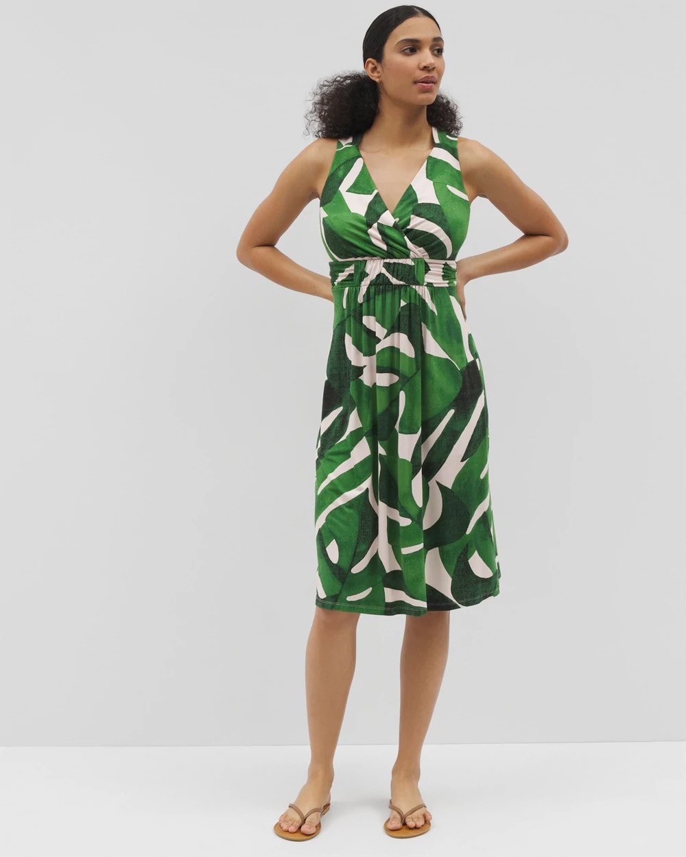 TROPICAL BREEZE G PALM Cross Back Strap Bra Dress
