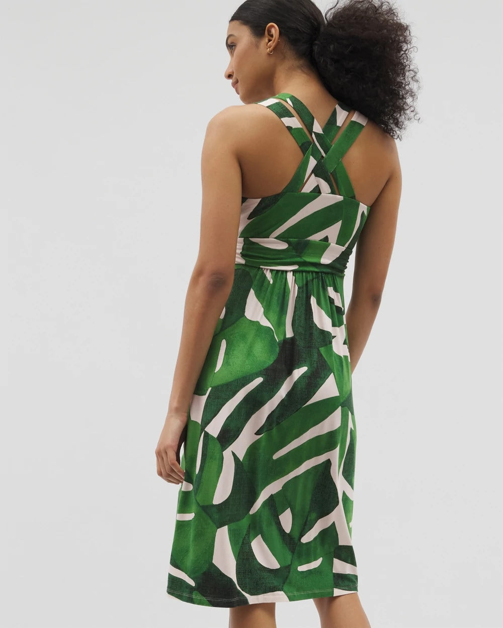 TROPICAL BREEZE G PALM Cross Back Strap Bra Dress