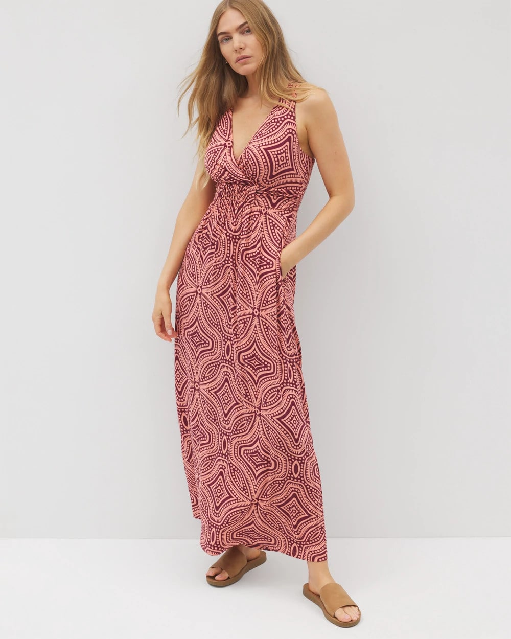 GOA GEO GRAND VELVET PLUM Isla Cross Back Maxi Bra Dress