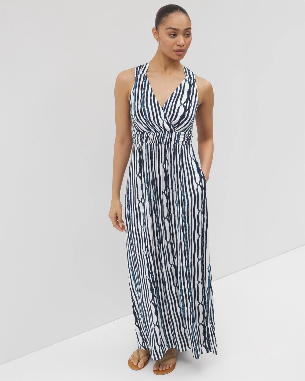WAVES STRIPE COCONUT Isla Cross Back Maxi Bra Dress