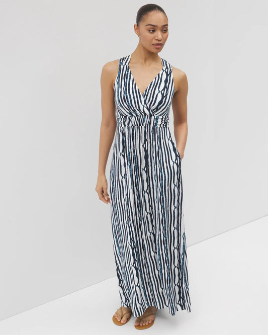 WAVES STRIPE COCONUT Isla Cross Back Maxi Bra Dress