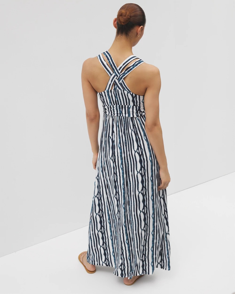 WAVES STRIPE COCONUT Isla Cross Back Maxi Bra Dress