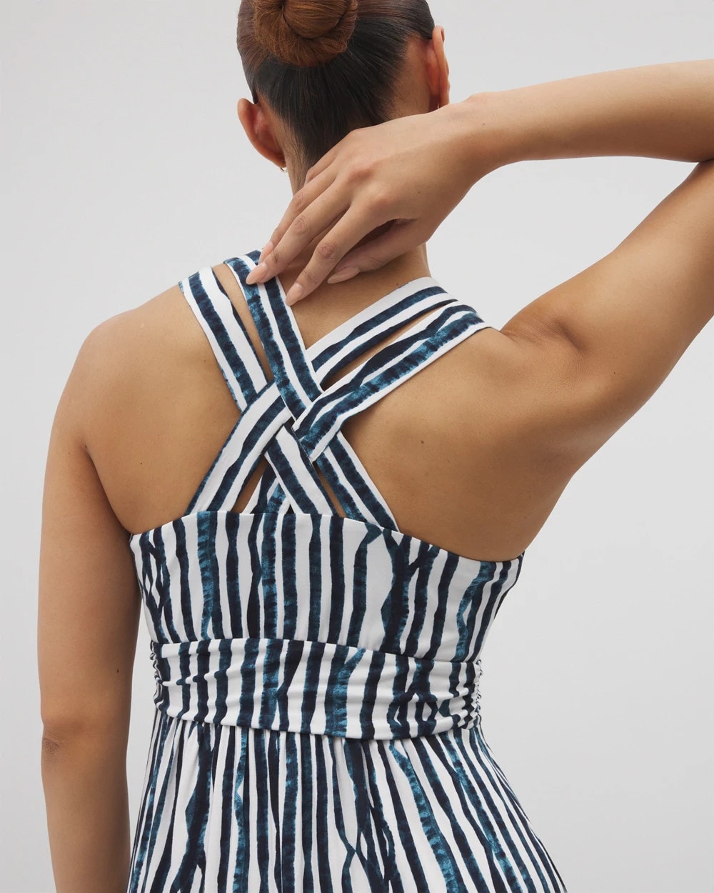 WAVES STRIPE COCONUT Isla Cross Back Maxi Bra Dress