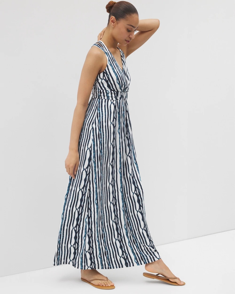 WAVES STRIPE COCONUT Isla Cross Back Maxi Bra Dress