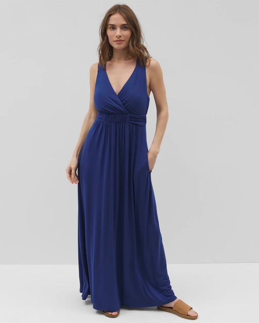 NAVY PEONY Isla Cross Back Maxi Bra Dress