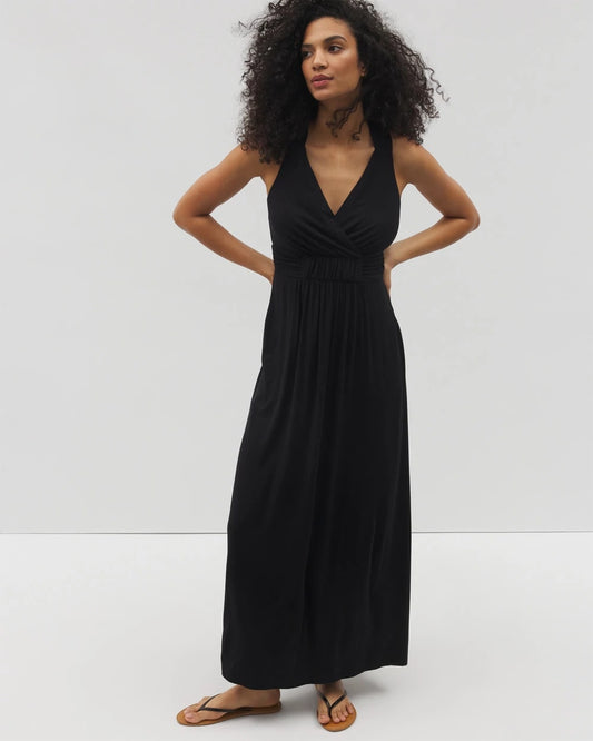 BLACK Isla Cross Back Maxi Bra Dress