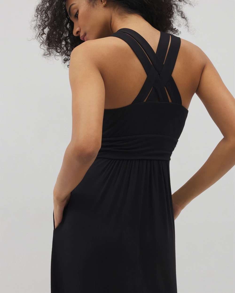 BLACK Isla Cross Back Maxi Bra Dress