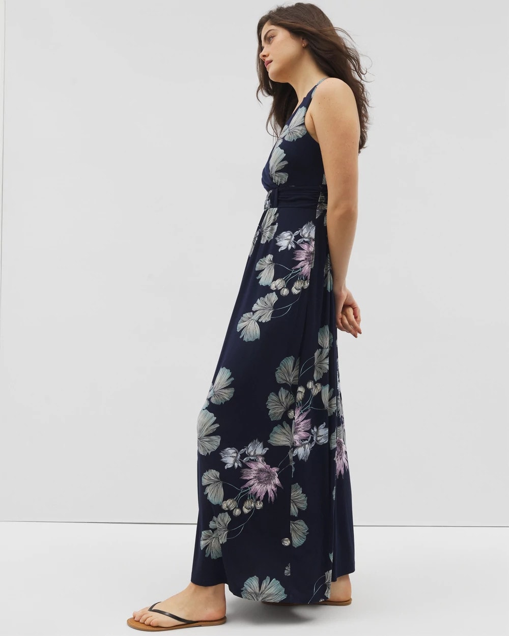 BOTANICAL BLISS NAVY Isla Cross Back Maxi Bra Dress