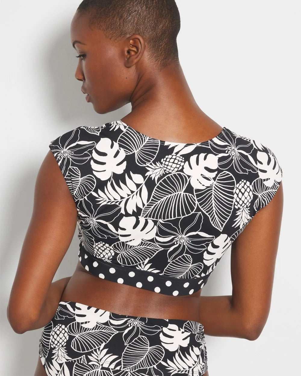 BLACK Double Trouble Cap-Sleeve Crop Top