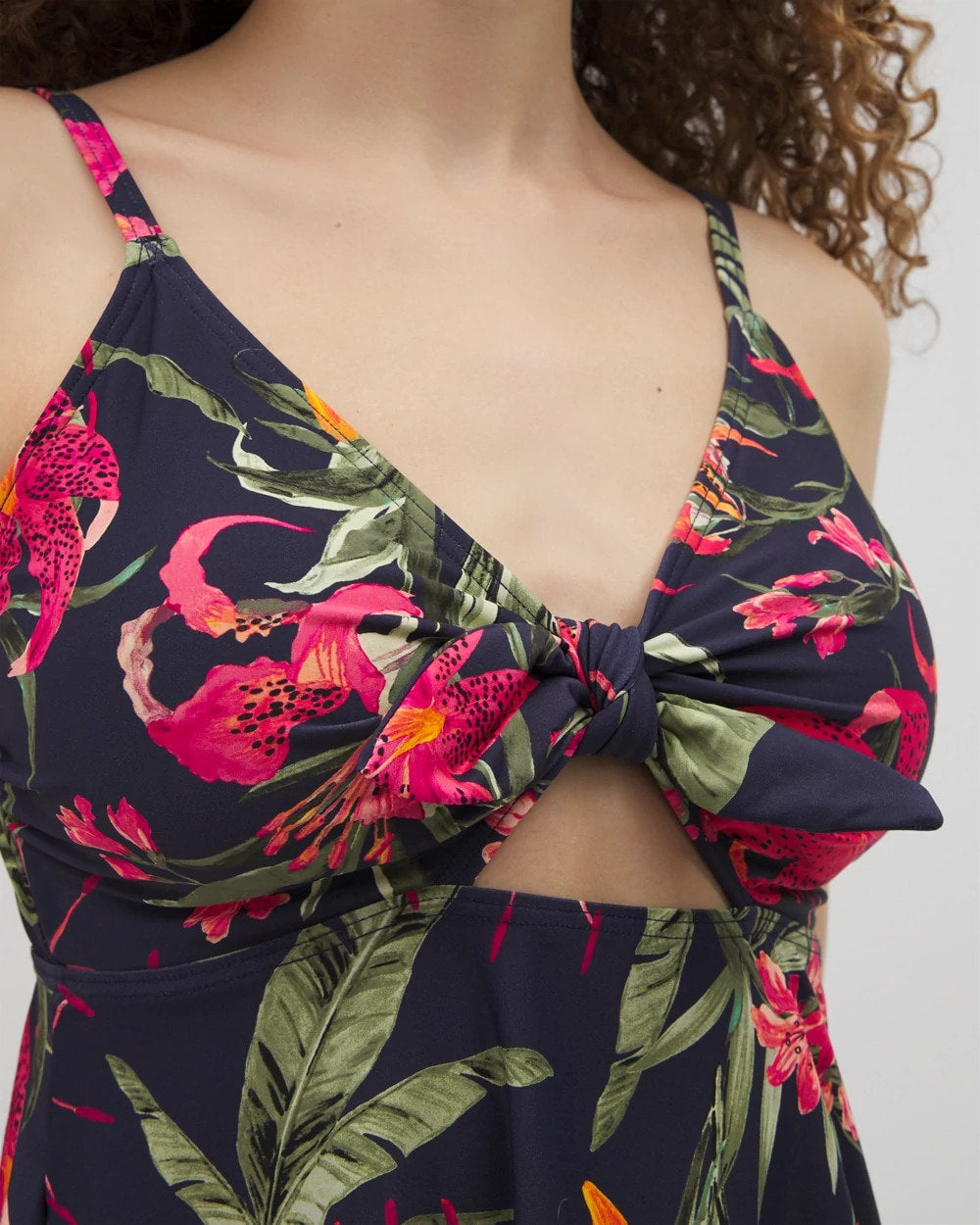 LE TIGRE TROPICAL NAVY Soma Swim Flyaway Tankini Top