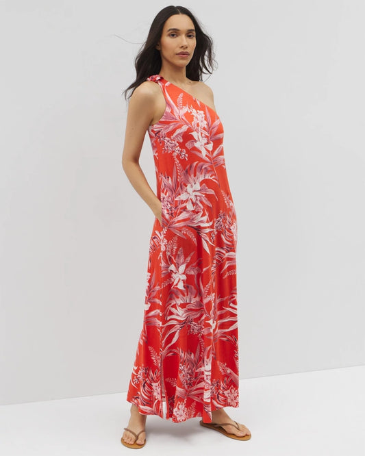 PALM PERFECT G GOJI BERRY One-Shoulder Maxi Bra Dress