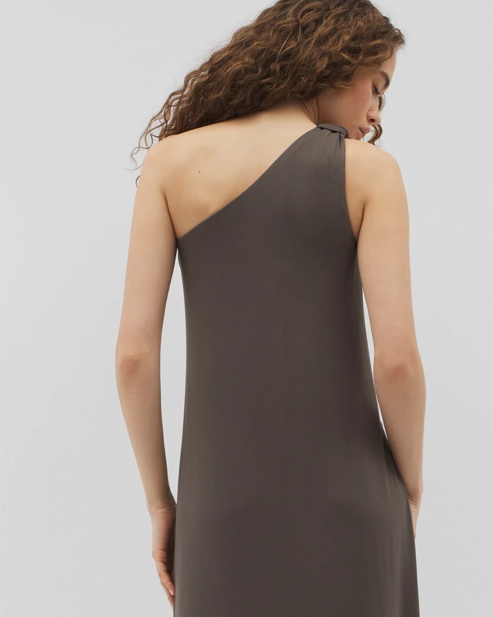 DARK GRAY OLIVE One-Shoulder Maxi Bra Dress