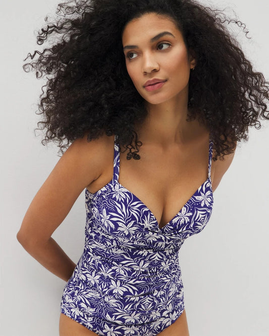 TROPIC TILES TRUE BLUE Twist Tankini Top