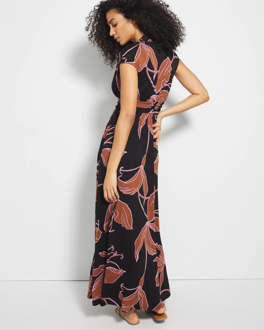 STAMPED TROPICS BLACK BRN Serenity Maxi Bra Dress