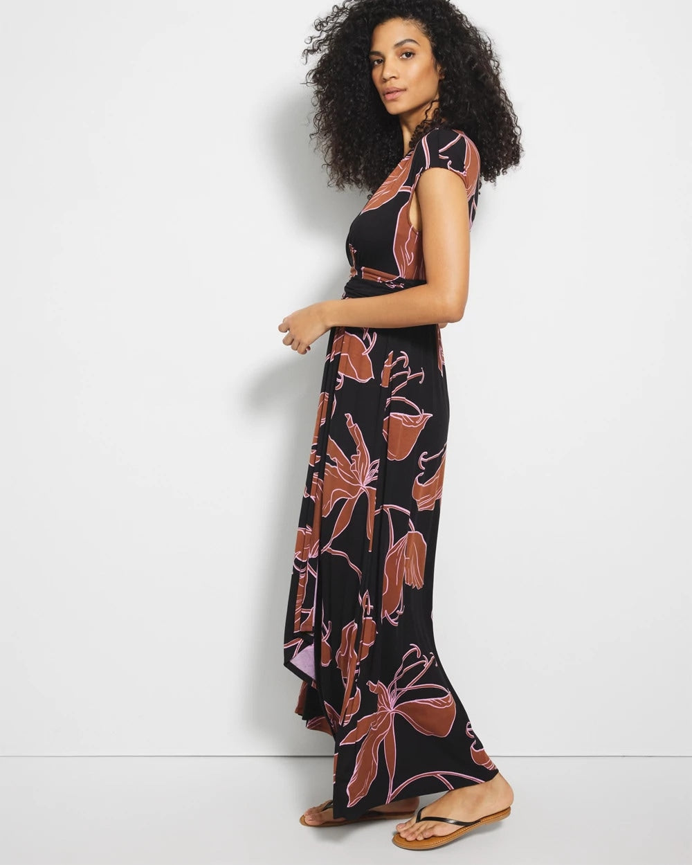 STAMPED TROPICS BLACK BRN Serenity Maxi Bra Dress