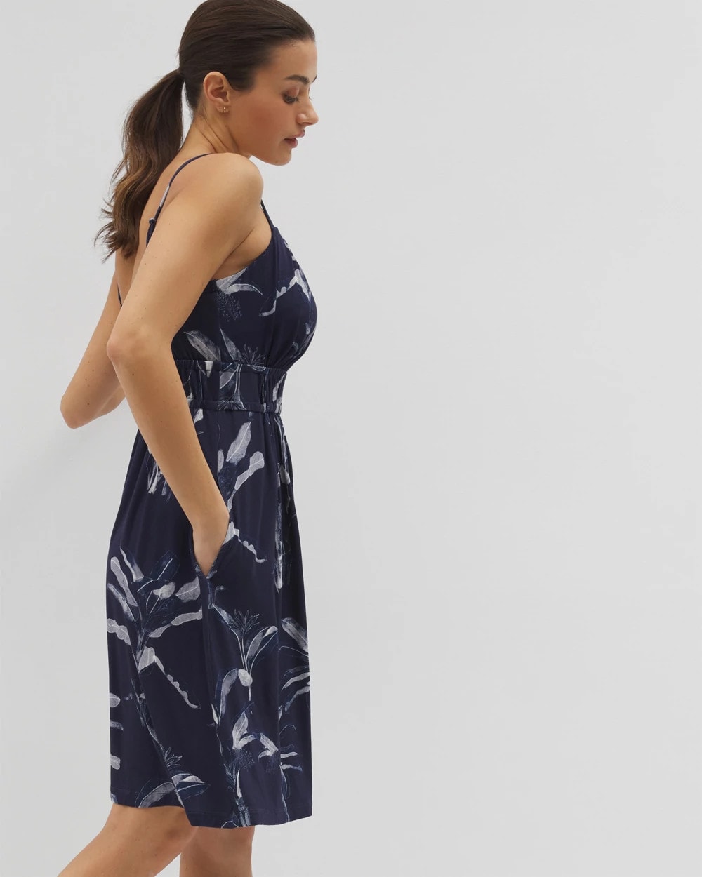 PALM TOILE NIGHTFALL NAVY Paradiso Short Bra Dress