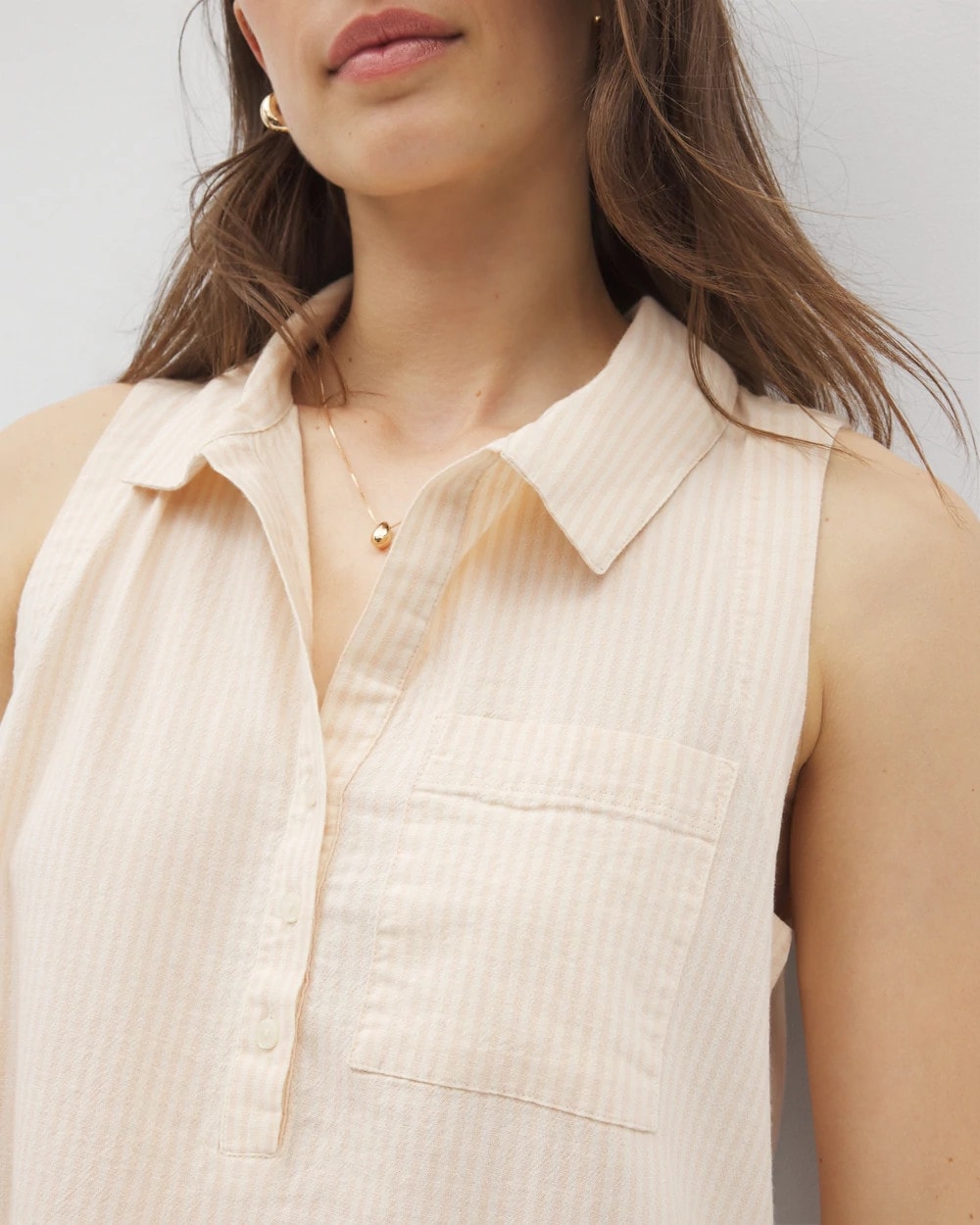 PALE SAND STRIPE Beach Cotton Short Dress