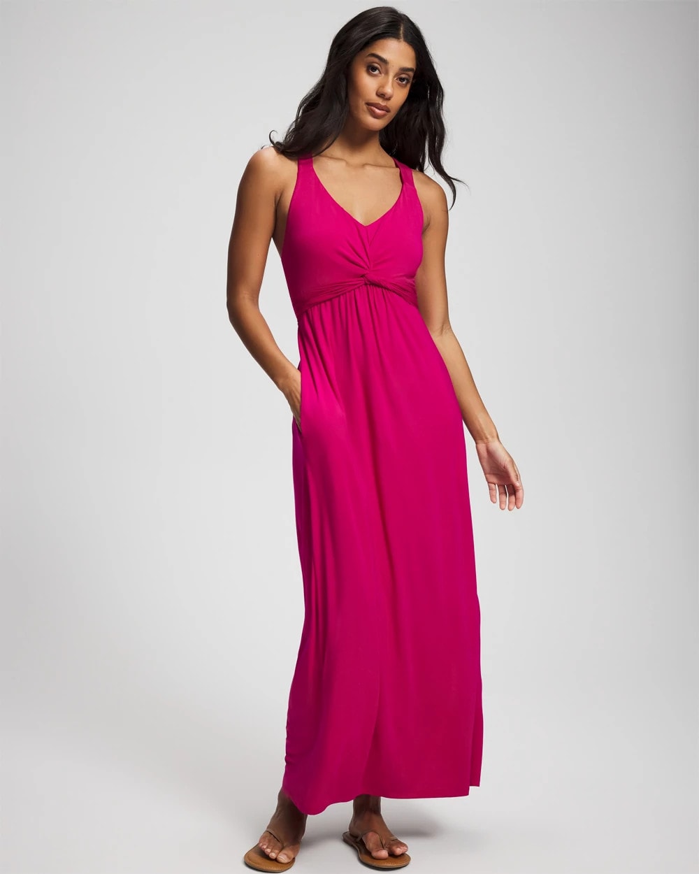 PINK COSMO Soft Jersey Twist Front Maxi Dress